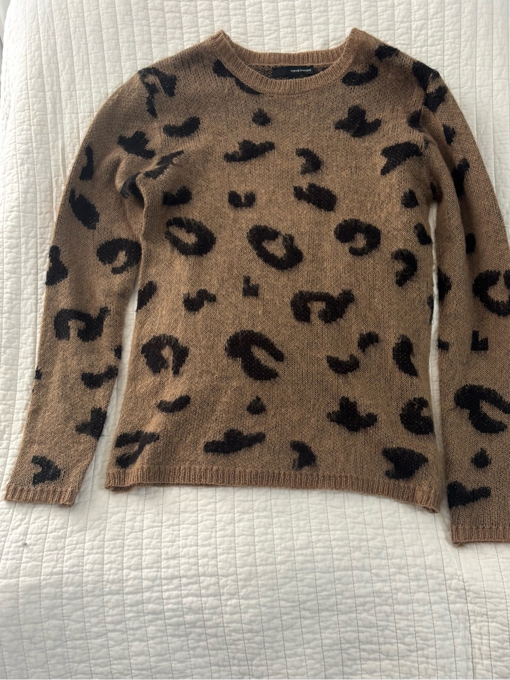 Harve Benard Brown and Black Leopard Crewneck Sweater